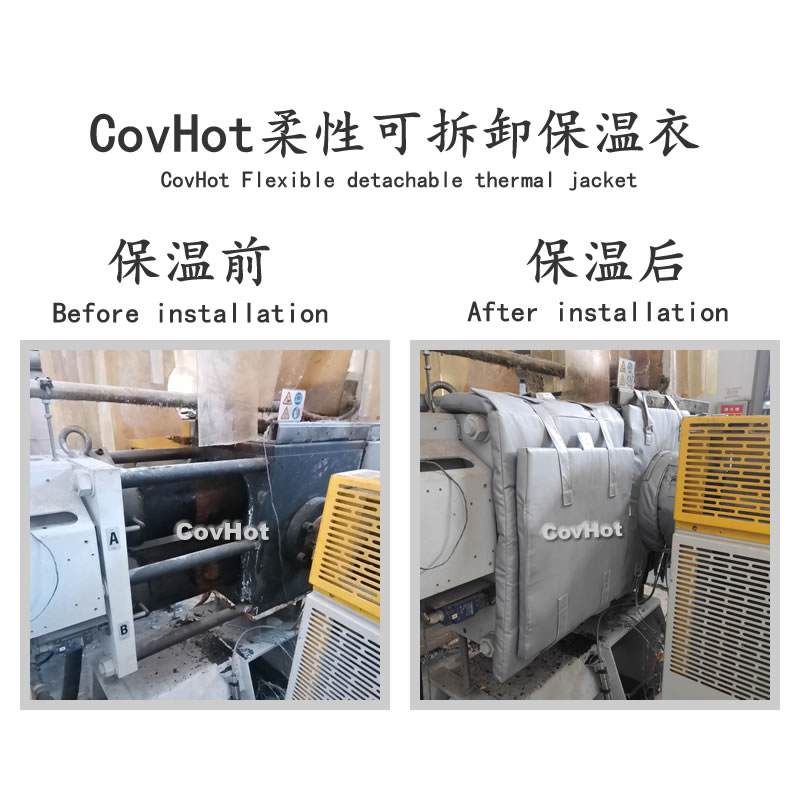 广东深圳某包装企业造粒机设备可拆卸保温衣